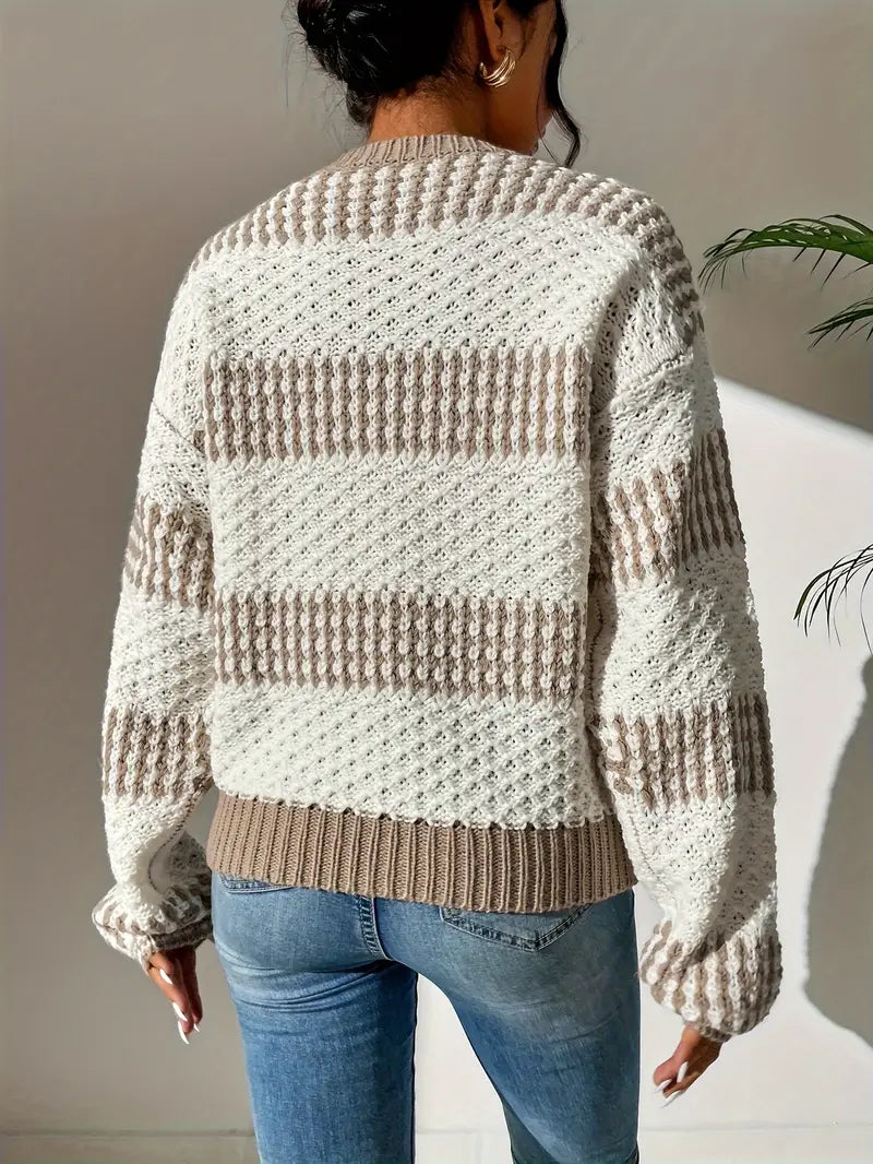 Product Image for Heidi-Mode | Getextureerde Twee Tonige Trui Voor Dames, Beige / M