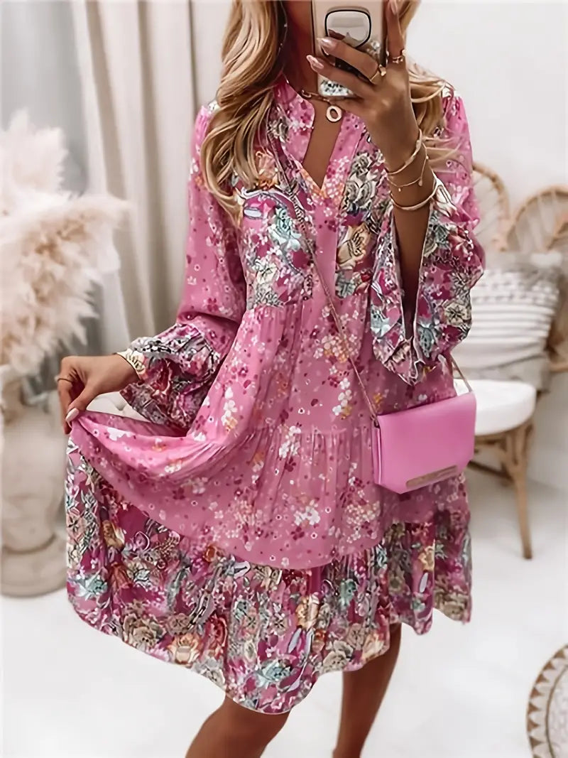 Product Image for Heidi-Mode | Schicke Kleid mit V-Ausschnitt und Weiten Ärmeln Stela, Rosa / 3XL