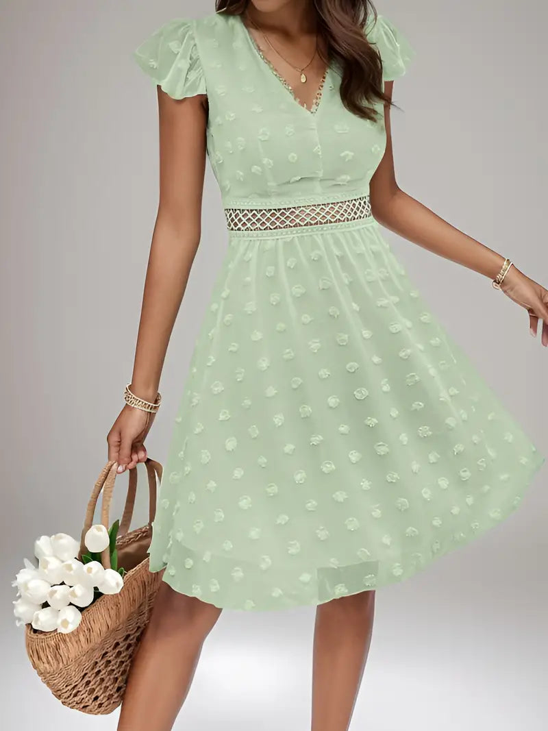 Product Image for Heidi-Mode | Elegantes Schweizer Kleid mit Punkten, Löchern und Spitzen-Details, S / Gelb-grün