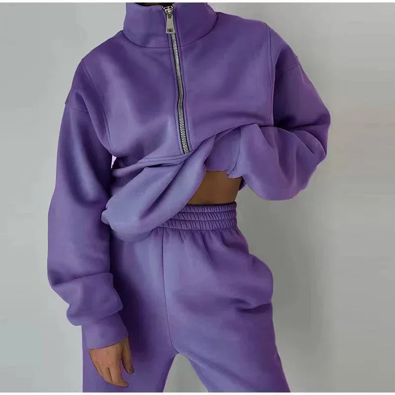 Product Image for Heidi-Mode | Sweat-Shirt Et Pantalon Pour Femme Avec Fermeture Éclair, Lila / L