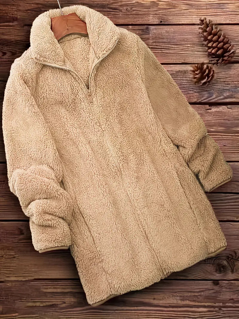Product Image for Heidi-Mode | Teddy Mantel Unicolor Mit Reißverschluss, Kaki / S