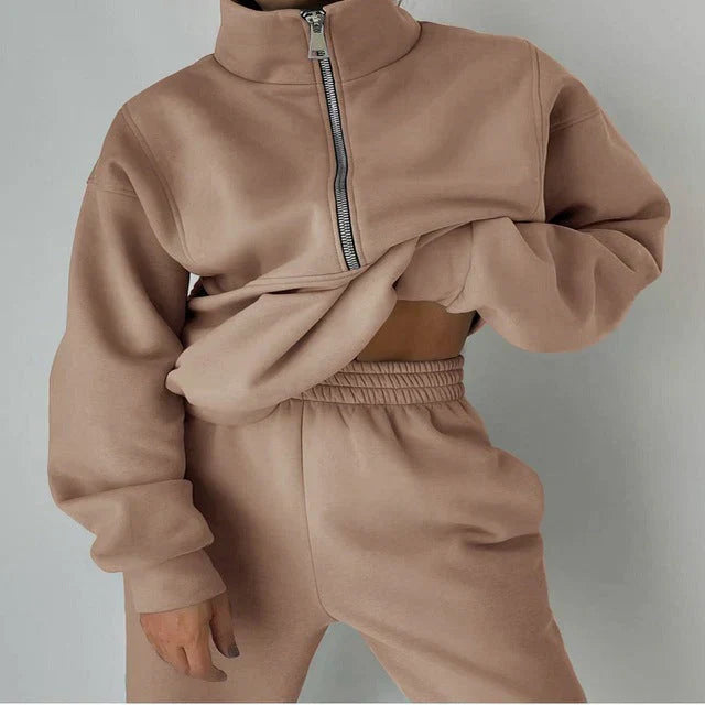 Product Image for Heidi-Mode | Sweat-Shirt Et Pantalon Pour Femme Avec Fermeture Éclair, Chameau / 3XL