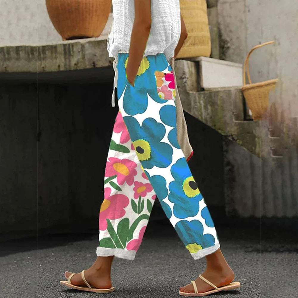 Product Image for Grüne Hose mit frischem Blumendruck, Blau / M