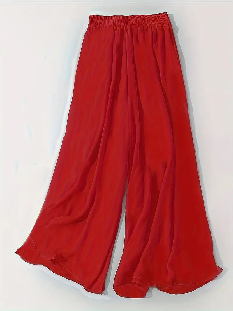 Product Image for Heidi-Mode | Hoch Elastischer Taillenstilvolle, Elegante Hosen mit Weitem Bein, XL / Rot
