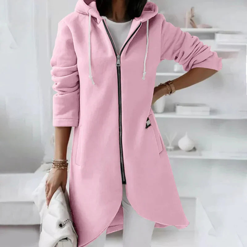 Product Image for lange hoodie mit reißverschluss, Rosa / 4XL