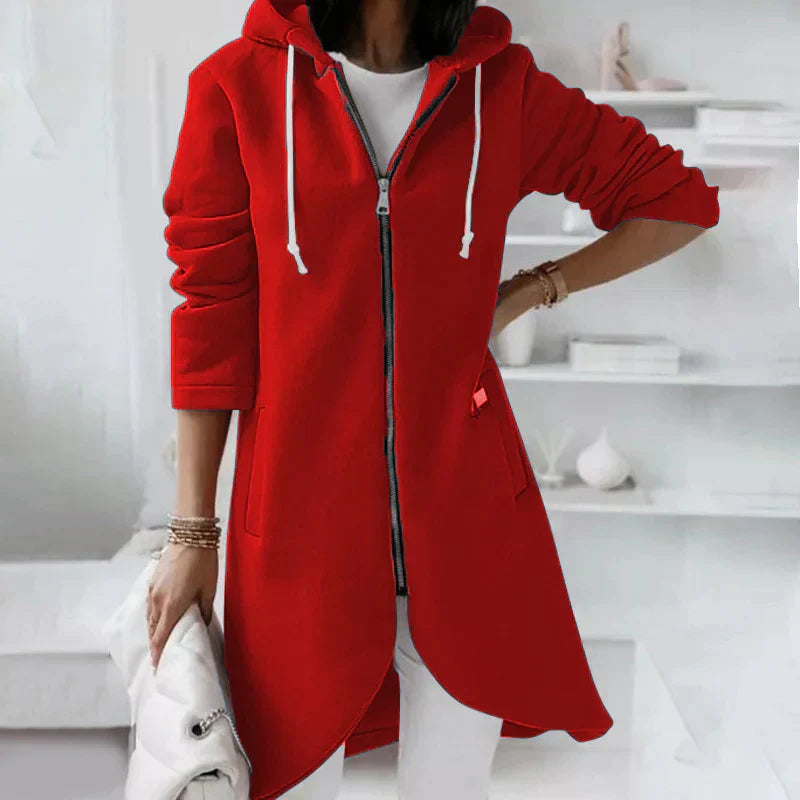 Product Image for lange hoodie mit reißverschluss, Rot / M