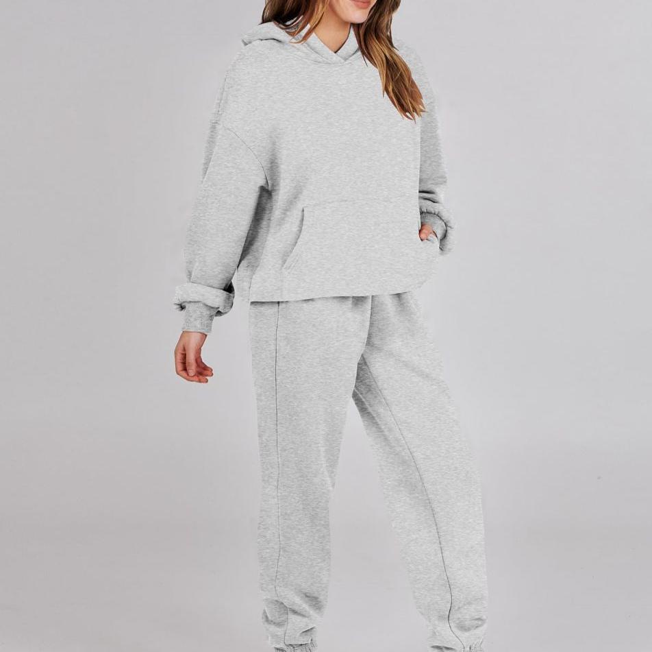 Product Image for Heidi-Mode - Streetwear Herbst Hoodie Sweatshirt & Jogginghosen Set für Damen, Grau / XL