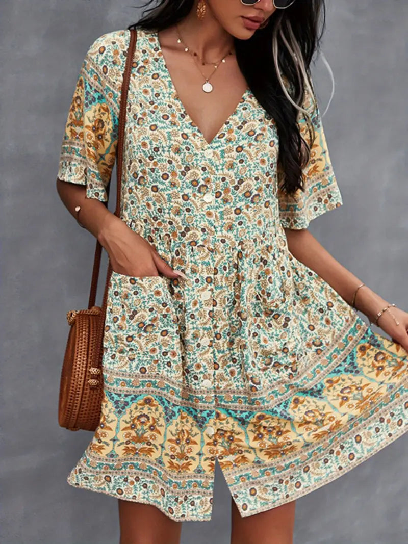 Product Image for Hals Kleid über dem Knie für Frühling & Sommer, Aprikose / 2XL
