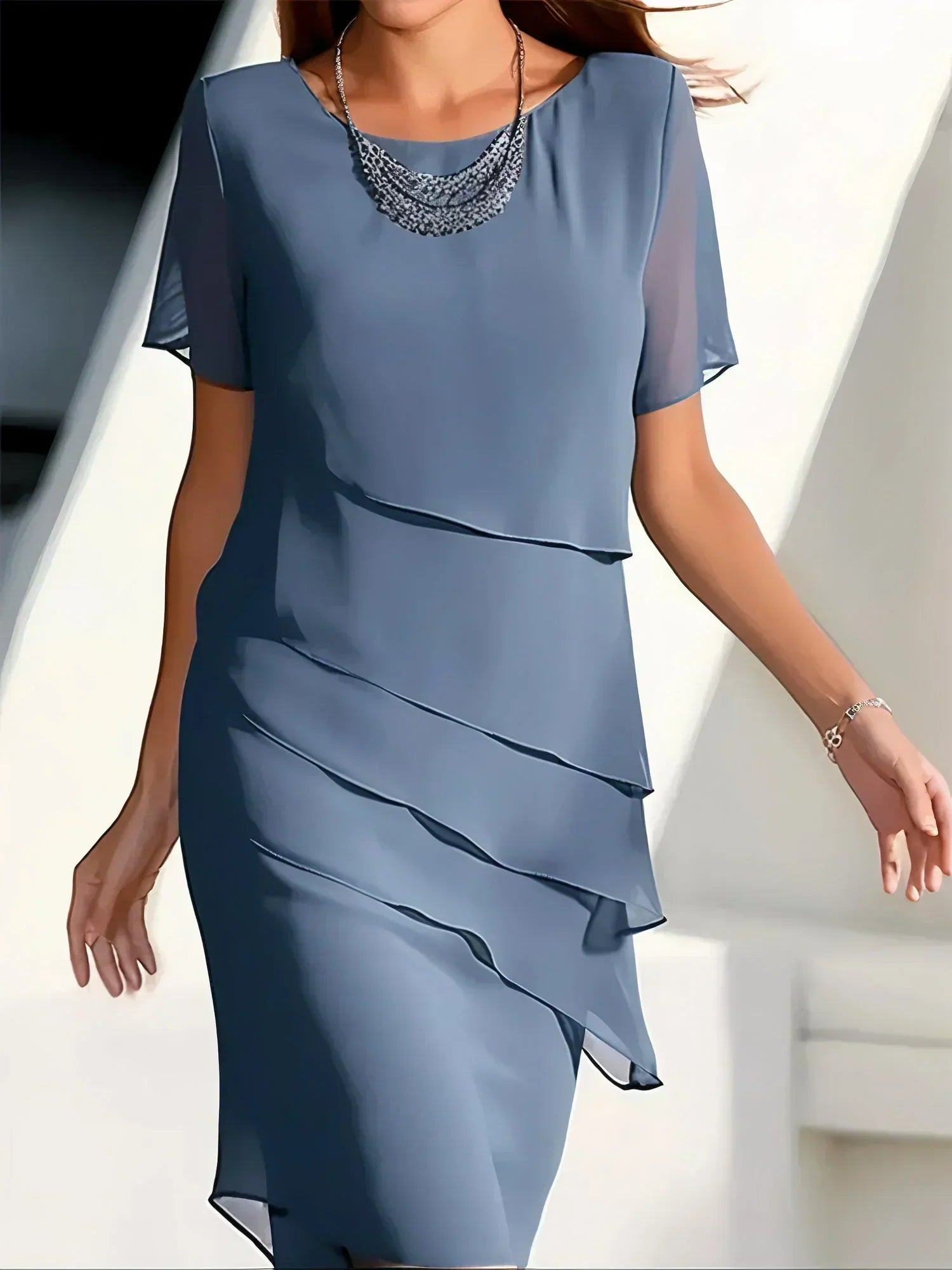 Product Image for Chiffon Cocktailkleid, Blau / XXL