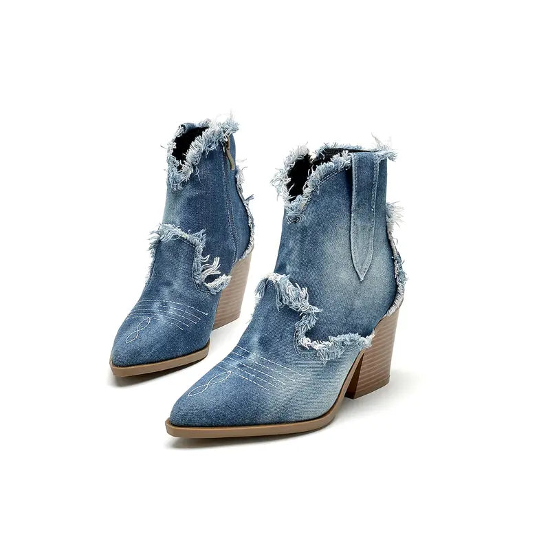 Product Image for Heidi-Mode | Damen Cowboy Jeans Stiefel mit Hohen Absätzen, Blau / 36.5