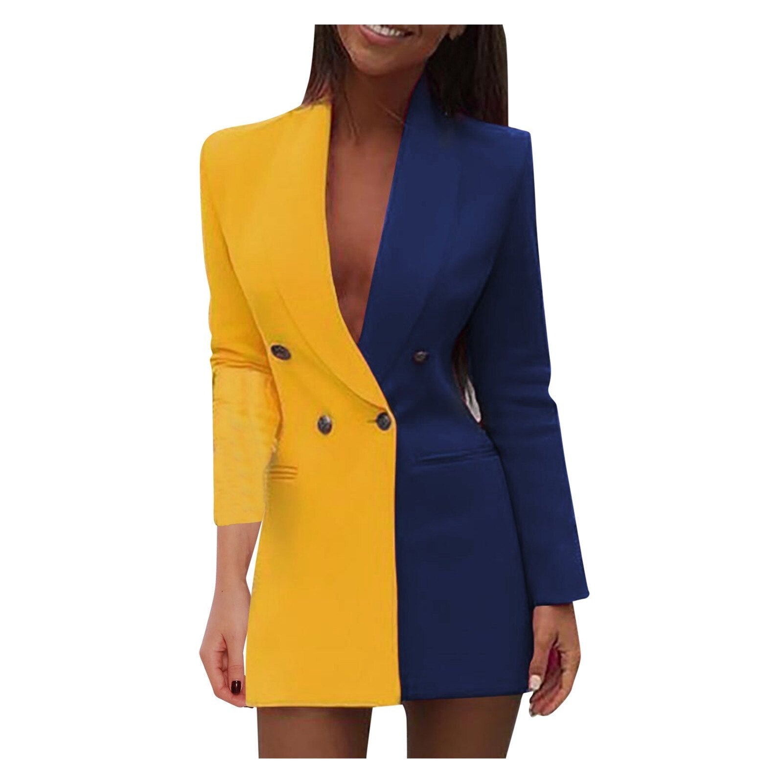 Product Image for Heidi-Mode | Blazerkleid In Farben, Gelb/blau / L