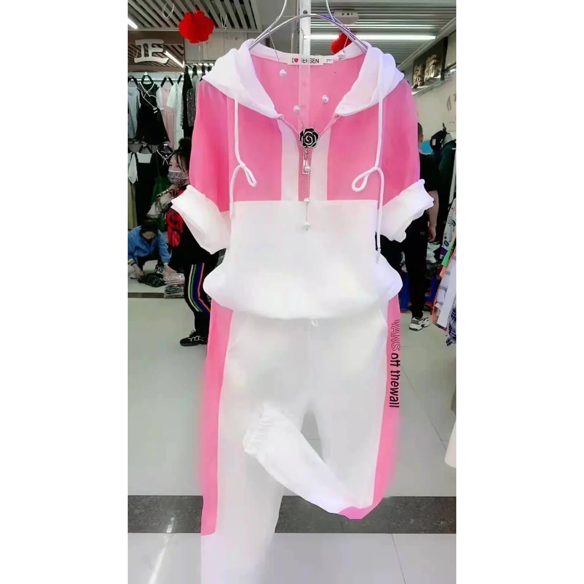 Product Image for Heidi-Mode | Sommer Frauen Trainingsanzug Locker Mode Lässig Kurze Ärmel Kapuzenoberteil Hose 2 Teilig Set Jogginganzug für Frauen Kleidung, Stil C / 