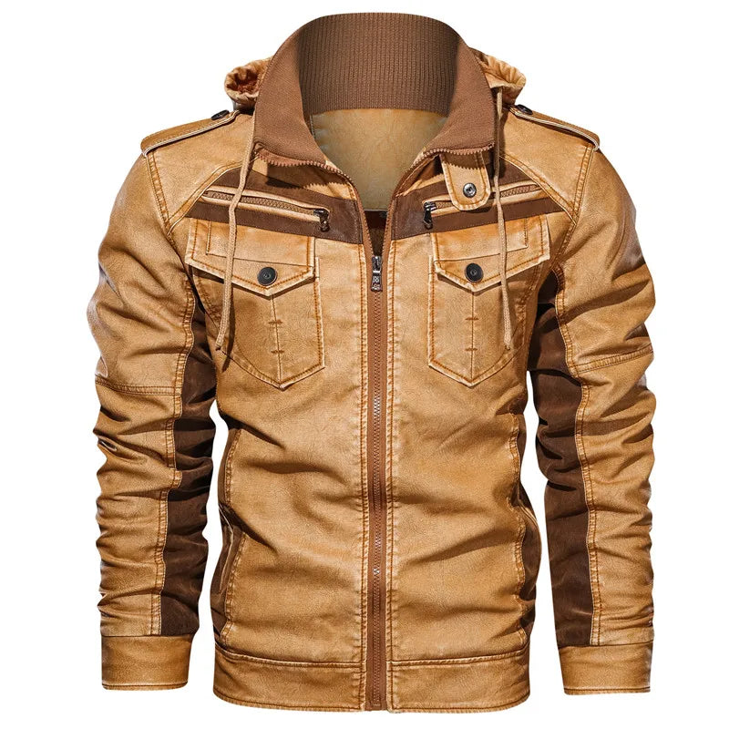 Product Image for Heidi-Mode - Kunstlederjacke mit Kapuze für Herren, Schwarz / L