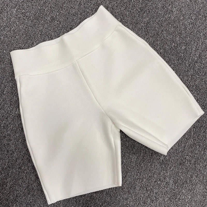 Product Image for Heidi-Mode | Frauen Sport Outfit Damen Yoga Gym Fitness Schwarz Grau Weiß Laufen Rayon Bandage Shorts Hosen, WEISS / L