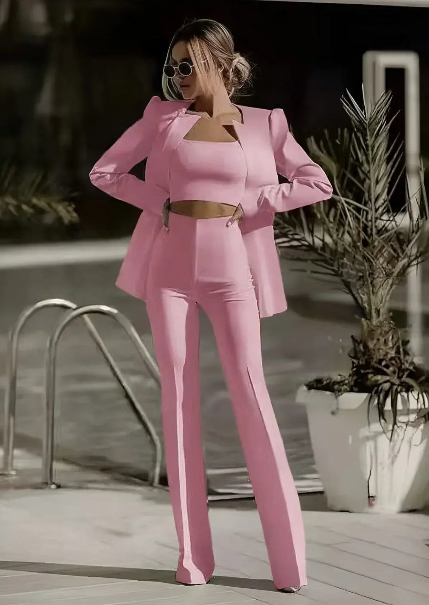 Product Image for Heidi-Mode | 3 Teiliges Satz mit Blazer, Top und Hose, Rosa / M