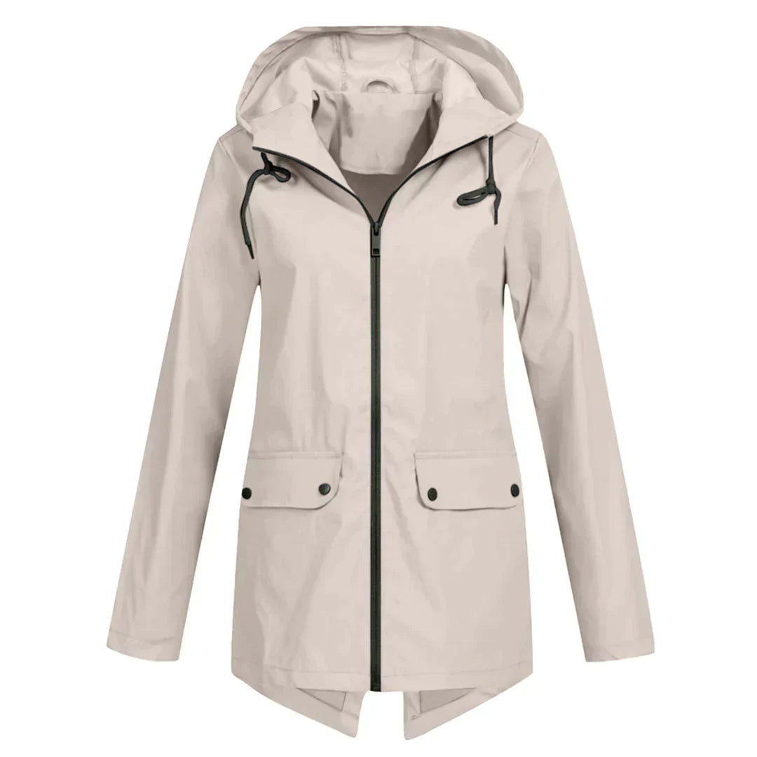 Product Image for Heidi-Mode | Damen Langer Regenmantel Wasserdicht Stilvoller Schutz Vor Regen, Aprikose / 2XL