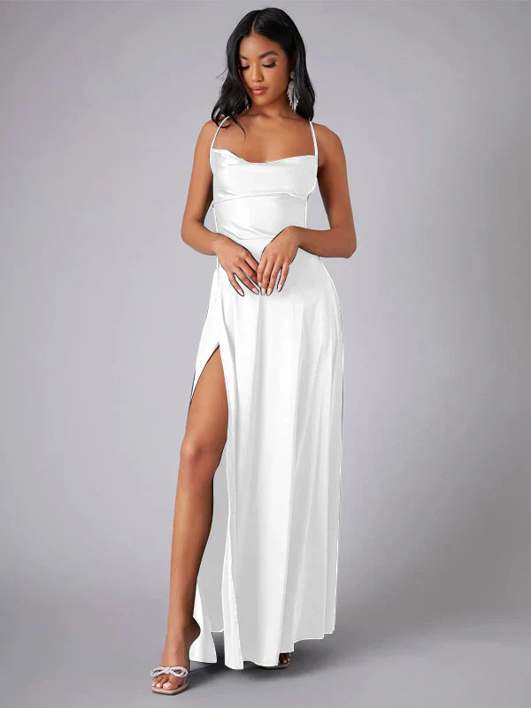 Product Image for Heidi-Mode | Maxikleid mit Fließendem Seidenmuster und Elegantem Rücken, Weiß / XL (44-46)