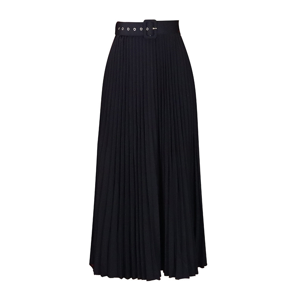 Product Image for Damen Plissee Rock mit hochwertigem Gürtel und elegantem Schnitt Heidi-Mode, Schwarz / M