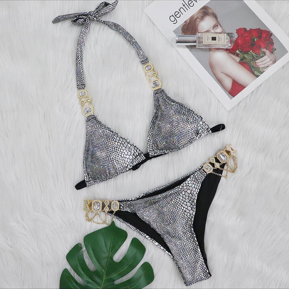 Product Image for Heidi Mode | Crystal Diamond Split Badeanzug, Schwarz bronzierend / L