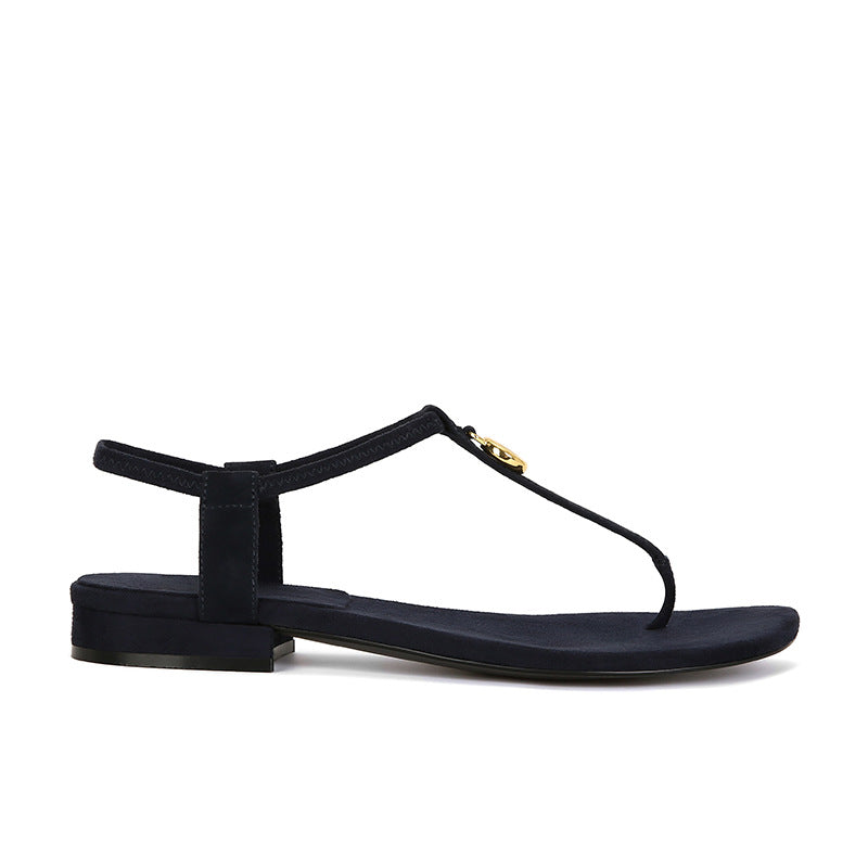 Product Image for Damen Elegante T-Riemen Flache Sandalen Heidi-Mode, Marine / 34