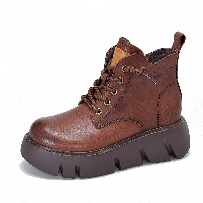 Product Image for Damen Schnürboots mit dicker griffiger Sohle und hochwertigem Leder Heidi-Mode, Braun / 39