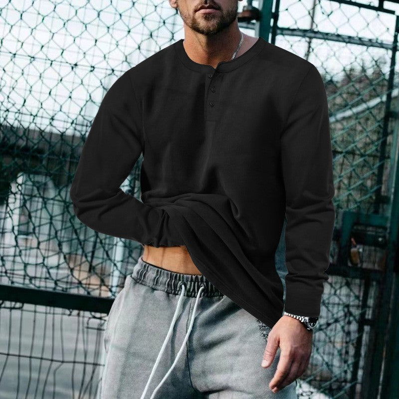Product Image for Herren Langarmshirt mit Knopfleiste und modernem Schnitt Heidi-Mode, Schwarz / L