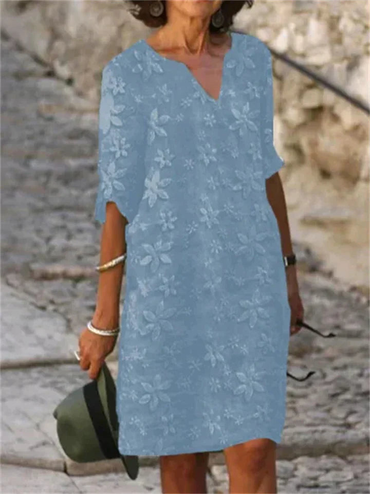 Product Image for Sommerkleider mit Blumenmuster aus Baumwolle und Leinen, Blau / M
