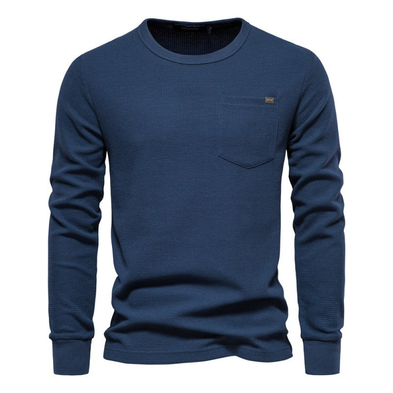 Product Image for Herren Langarmshirt aus weich texturiertem Stoff mit Brusttasche Heidi-Mode, Dunkelblau / M
