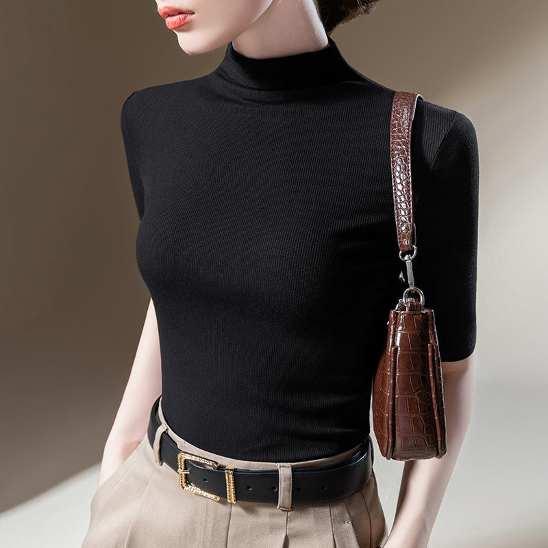 Product Image for Damen Turtleneck Shirt mit feiner Rippstruktur und figurfreundlichem Schnitt Heidi-Mode, Schwarz / S