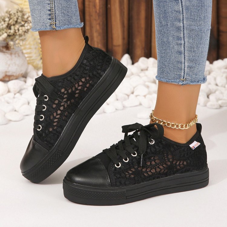 Product Image for Damen Sneakers mit filigranem Spitzenmuster und rutschfester Sohle Heidi-Mode, Schwarz / 38