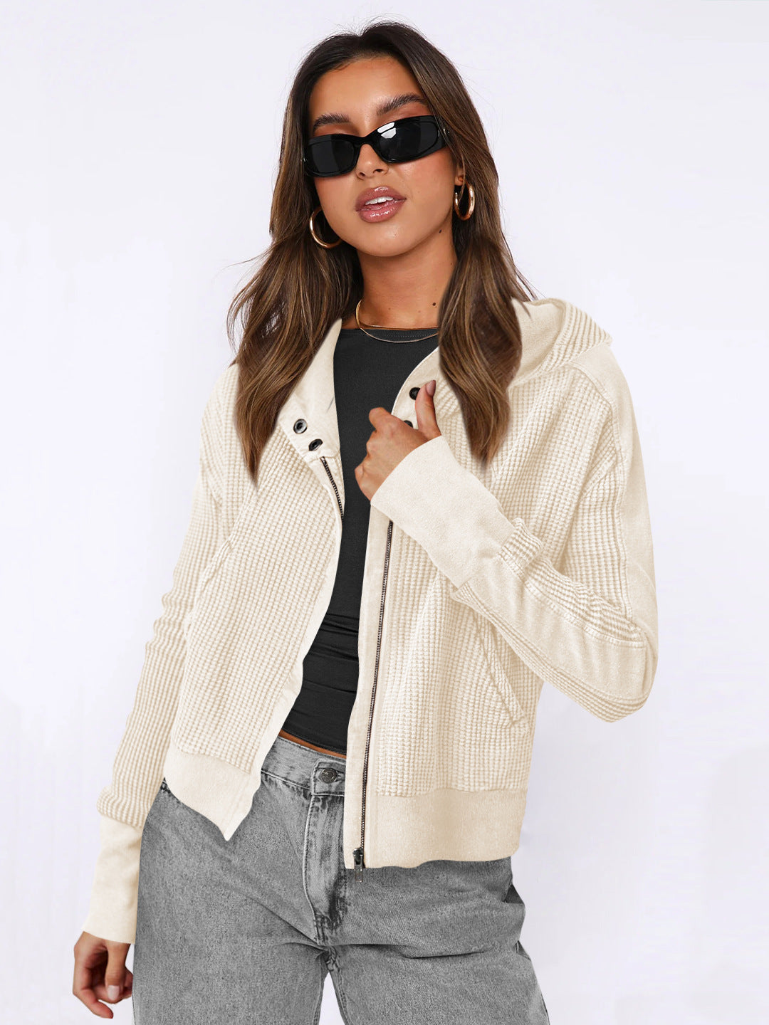 Product Image for Damen sportliche Jacke mit strukturierter Oberfläche Heidi-Mode, Beige / S