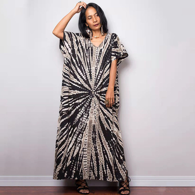 Product Image for Damen Maxikleid im Batikstil Heidi-Mode, Schwarz / Einheitsgröße