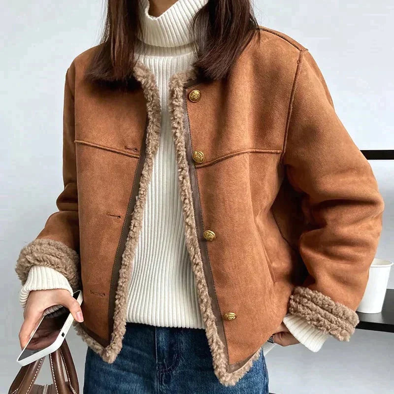 Product Image for Heidi-Mode | Damen Wildleder Jacke In Eleganter Passform, Braun / L
