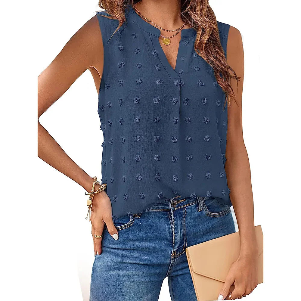 Product Image for Heidi-Mode | Damen Tops Sommer Tank Top für Frauen Ohne Ärmel Blusen Frühling Korsett V-Ausschnitt Schöne Legere T-Shirts, Dunkelblau / XXL