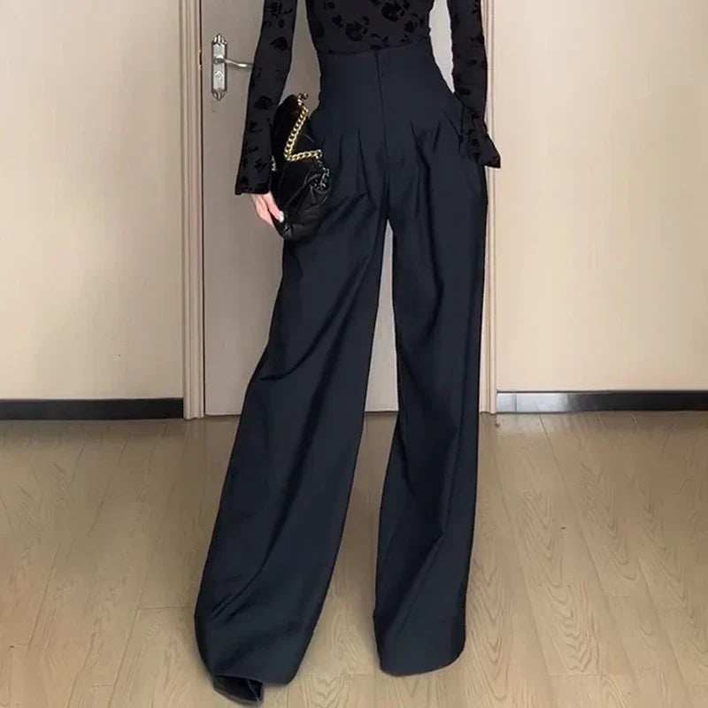 Product Image for Heidi-Mode | Ultra Hohe Taille Breite Bein Hosen Gerade Dip Frühjahr und Sommer All Match Hosen Dicke Jacken Hosen Mop Hosen, schwarz / S