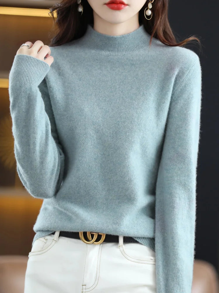 Product Image for Pure Schurwolle Damenpullover, Grüner Jacquard / XXL