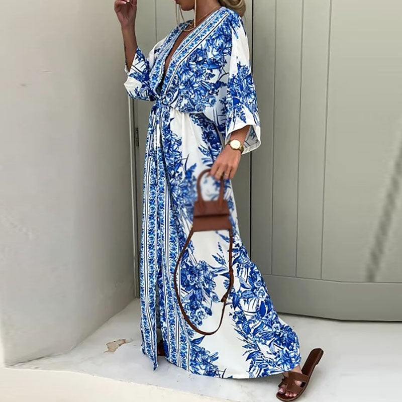 Product Image for jurk met wijde mouwen, Blauw / XL
