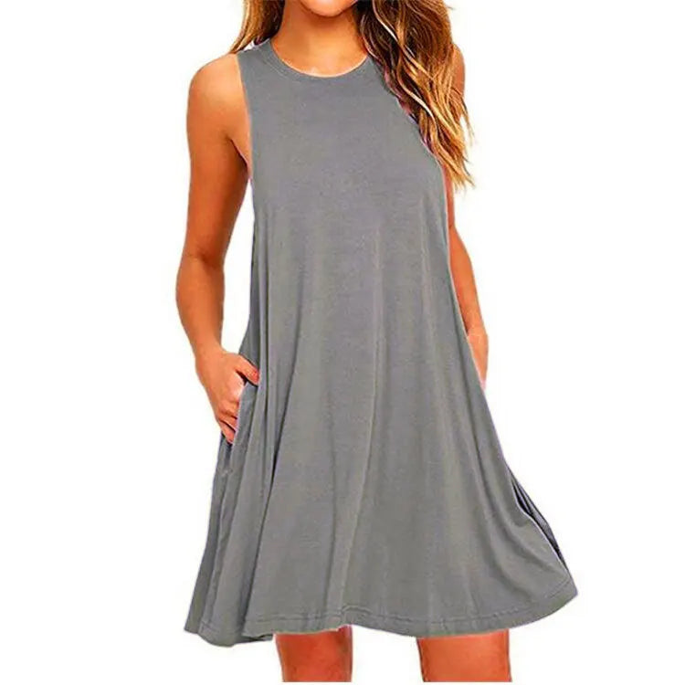 Product Image for Sommer Casual Swing Damen Kleid, Grau / XL