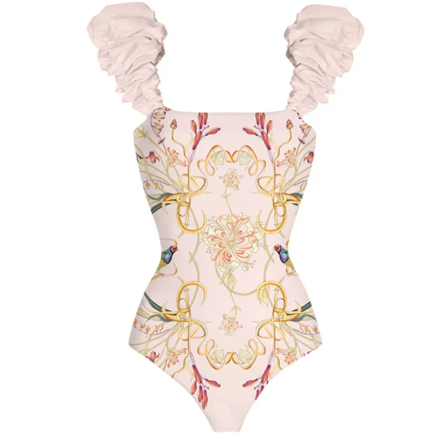 Product Image for Heidi-Mode | Gedruckt Trend Einteiler Badebekleidung Luxus Tankini Set Damen Strandbekleidung Push Ups Träger Sommer, pink Badeanzug / S