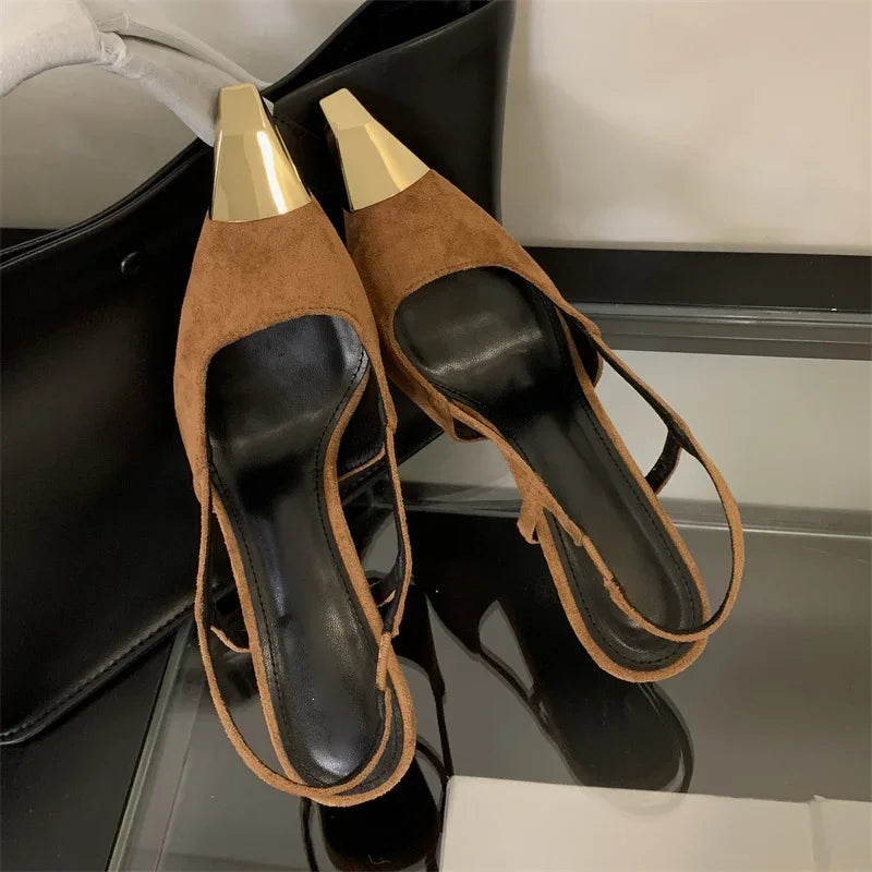 Product Image for Heidi-Mode | Eilyken Street Style Spitzzehen Damen Pumps Mode Slingbacks Dünne High Heels Elegante Stripper Prom Damen Sandalen Schuhe, Braun 9CM / 39