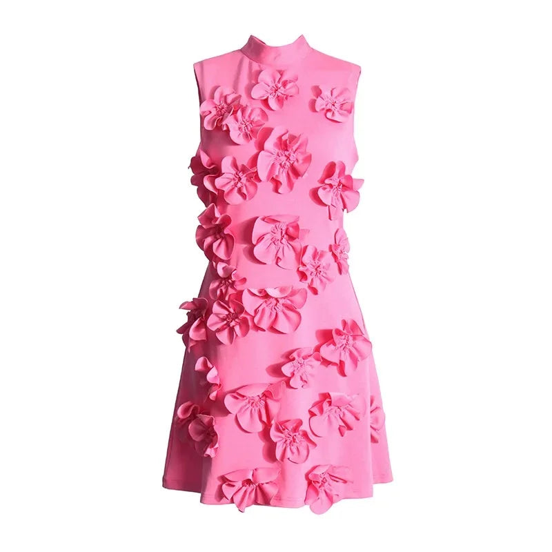 Product Image for Heidi-Mode | Elegante Damenfreundliche Kurze Röcke Schwere Stickerei Verbindung Gürtel Kleid Damenmode Frühling Neuankunft Ärmelloses Kleid, XL / Rosa