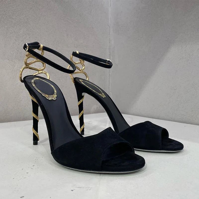 Product Image for Heidi-Mode | Serpentine Schwarze Stilettoabsätze für einen stilvollen Gang, Schwarz(8cm) / 35