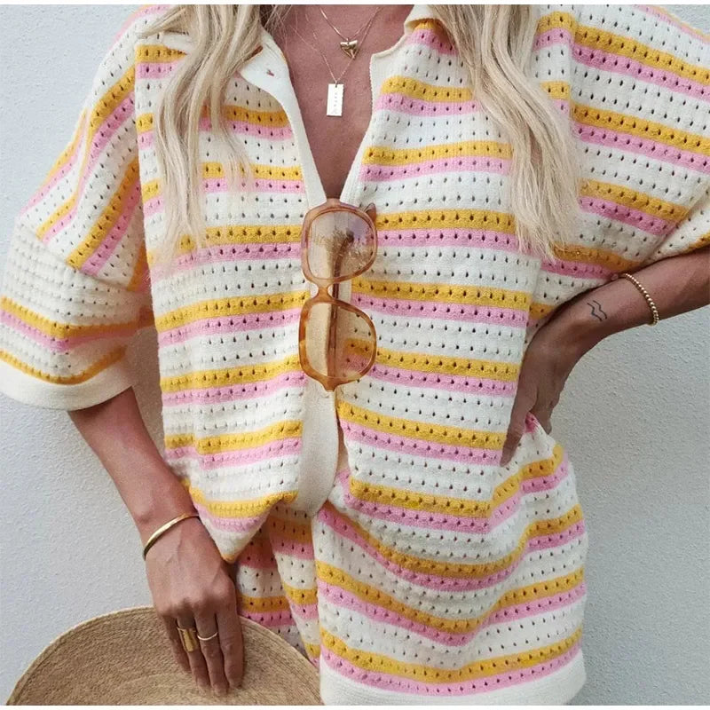 Product Image for Heidi | Gestreiftes Strickjacken-Set, Orange / XL
