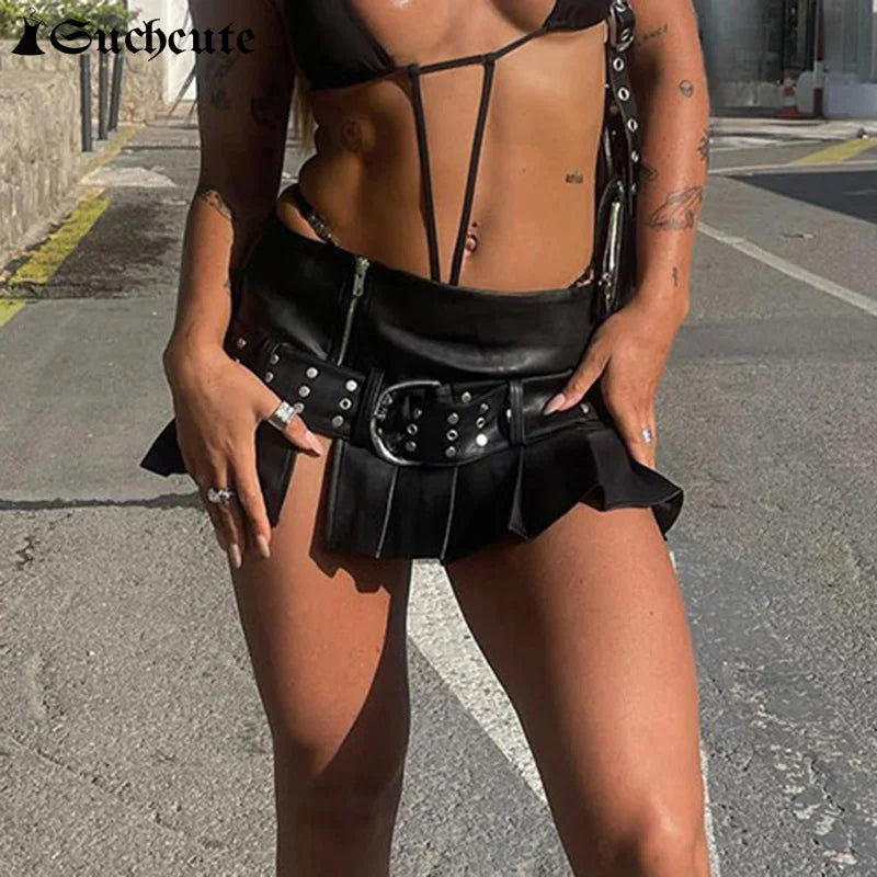 Product Image for Heidi-Mode | Leder Minirock Niedrig geschnitten Rock, SCHWARZ / M