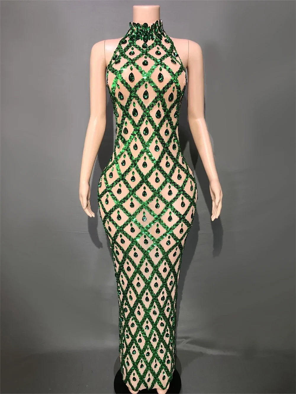 Product Image for Heidi-Mode | Strass Netz Abend Ballkleid, grün / L