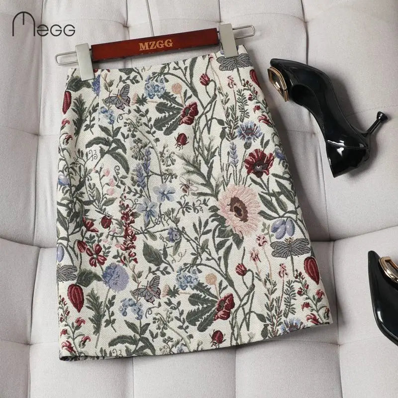 Product Image for Heidi-Mode | Herbst Hoch Taille A-Linie Röcke Light Moda Ein Stufen Rock Damen Mittellang Retro Eingewickelt Hüft Rock Jacquard Rock, 10 / M