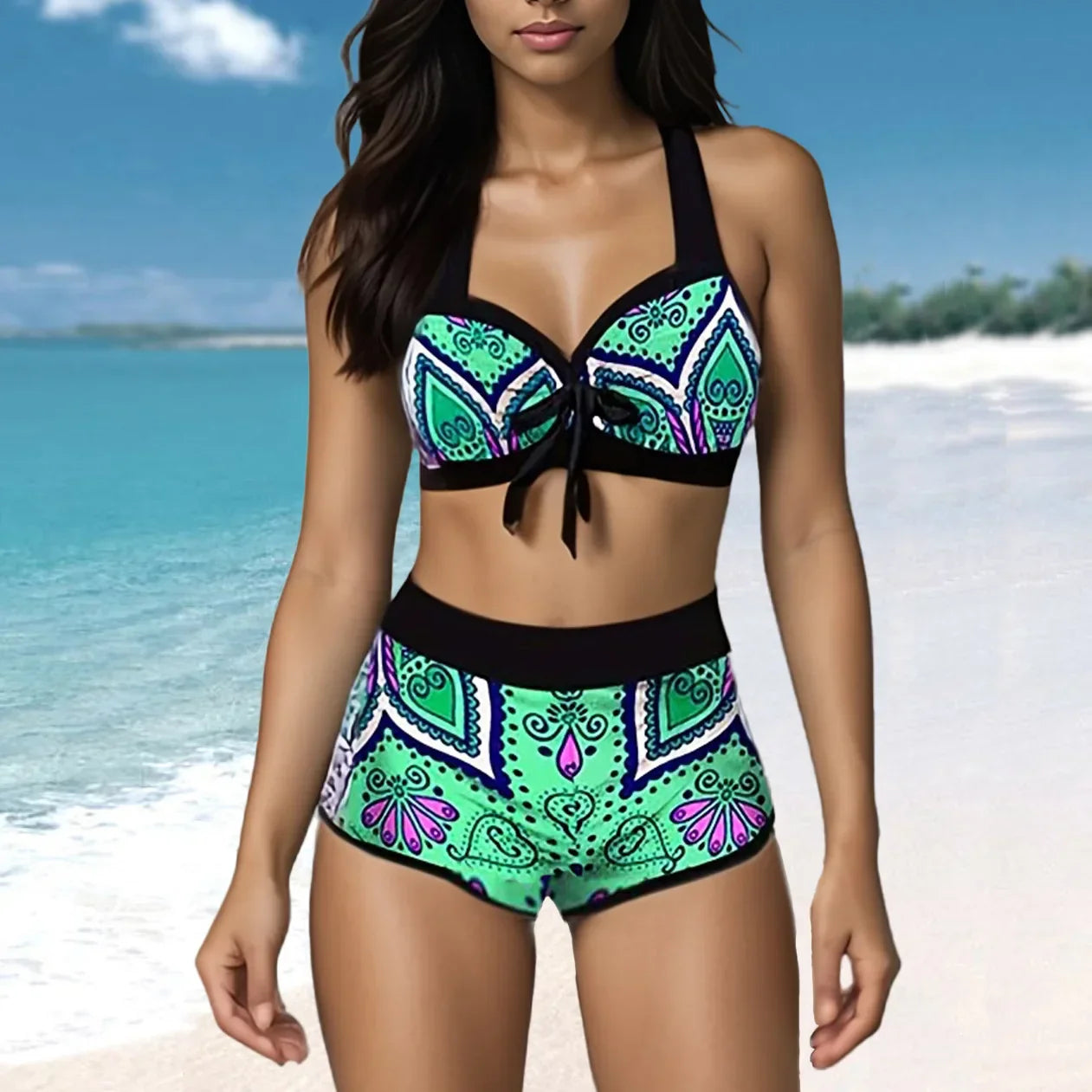 Product Image for Heidi-Mode | Plus Size Bikini Set 2 Teilig Badebekleidung Badebekleidung Frauen Sexy Schwimmbekleidung Strandmode Badeanzug Sommer Hohe Taille 