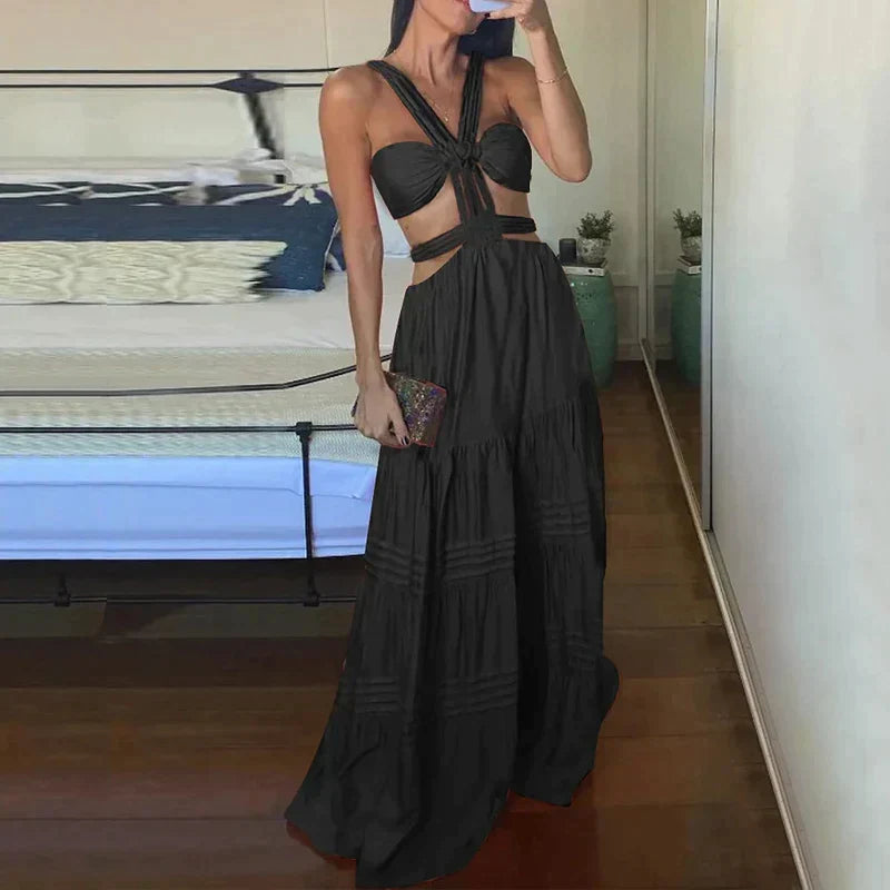 Product Image for Heidi - Ärmellose lange Kleider mit offenem Rücken Sommermode, Schwarz / S