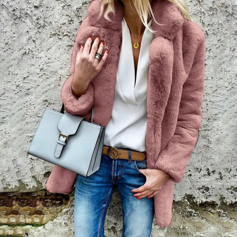 Product Image for Flauschige Winterjacke für Frauen, Rosa / L