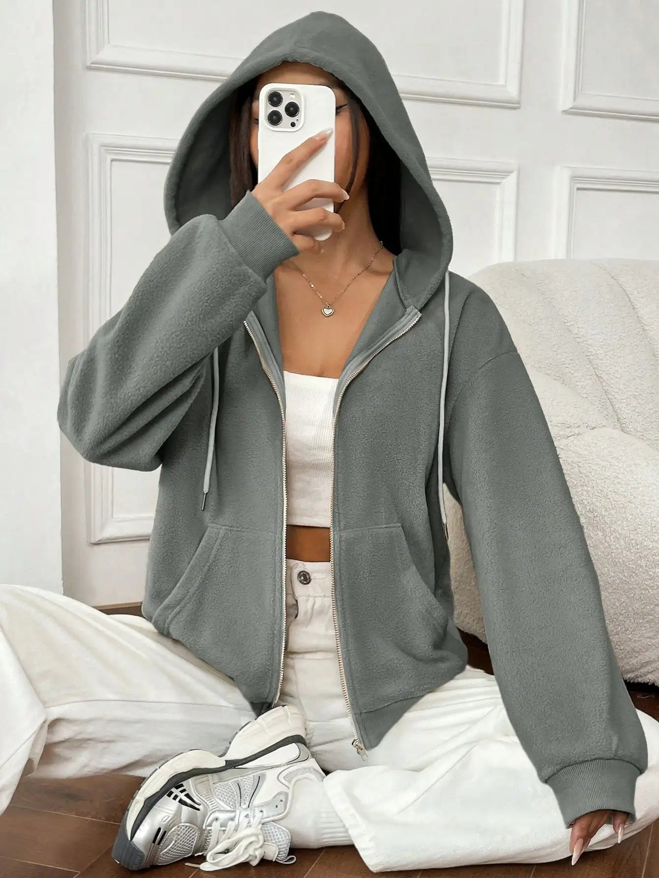 Product Image for Heidi-Mode | Damen Zip Hoodie, Grau / 5XL
